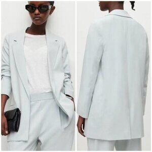 All Saints Aleida Blazer Women's US 0 XS Light Blue Jersey Open Front Jacket